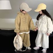 春季韩版儿童运动套装中小童休闲卡通印花宽松卫衣开衫卫裤两件套