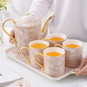 轻奢水具套装骨瓷水杯子茶壶水壶，茶杯杯具家用客厅茶具陶瓷凉水壶
