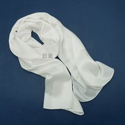 长方形白色围巾缎纹品质女 植物染扎染适用丝巾真丝 桑蚕丝