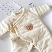 新生儿棉衣可爱婴儿冬衣棉袄连体衣长爬厚实斜襟立领绑带和尚服