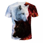 动物狼/猫T恤衫欧美 潮流上衣 3D数码印花男女休闲圆领短袖T恤