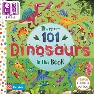 101恐龙在这里thereare101dinosaursinthisbook英文原版儿童动物图画书翻翻纸板书2-6岁配对游戏书中商原版
