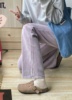 美式紫色高腰直筒牛仔裤女春秋大码胖mm宽松显瘦梨形身材阔腿裤子