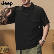 Jeep吉普男士短袖polo衫夏季美式痞帅工装衬衣潮牌半袖衬衫男