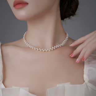仙姬s925纯银链子小米粒珍珠项链，高级设计感小众轻奢颈链锁骨链