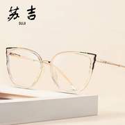 适用于欧美平光镜女防蓝光眼镜潮流镶钻镜架TR90镜框女士眼镜