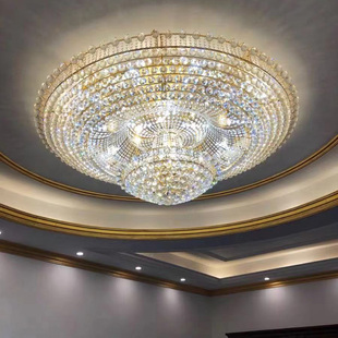 奢华大气客厅灯双层圆形，吸顶水晶灯现代简约餐厅灯饰欧式灯具