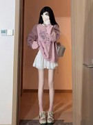 秋装搭配一整套高级感小个子韩剧学院风甜美卫衣短裙子两件套装女