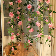 仿真花藤玫瑰假花藤条，空调管道遮挡客厅吊顶，花艺装饰塑料缠绕藤蔓