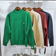 福钰禧728830丝光羊毛衫，2022年冬季半高领，纯色长袖套头女毛衣