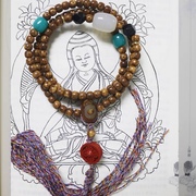天然星月菩提子手链手串，佛珠正月玛瑙天河石，黑曜石藏式民族风流苏