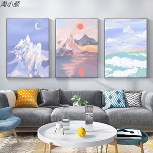 北欧简约大海ins风单幅挂画油画肌理风景画芯抽象客厅玄关装饰画