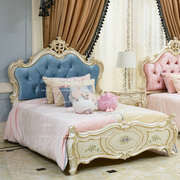别墅高端定制欧式实木雕花奢华彩绘，1.2米公主床布艺儿童床法式床