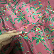 真丝双绉桑蚕丝布料服装面料丝绸粉色印花布料面料真丝布