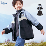 迪士尼男童冲锋衣可拆卸儿童外套秋装摇粒绒内胆防风衣童装