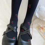 黑色厚丝袜80d日系甜美洛丽塔可爱樱桃，打底袜子lolita连裤袜少女