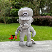 Super Mario超级马里奥毛绒公仔银色金属马力欧小伙伴娃娃玩具