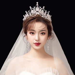 头纱新娘主婚纱三件套领证拍照道具头饰，2021年高级感仙美
