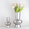 现代轻奢银色电镀陶瓷花瓶摆件客厅餐桌茶几样板房插花家居装饰品