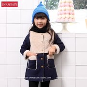儿童秋冬童装女童麂皮绒大衣加绒外套中长款儿童大衣女孩外套