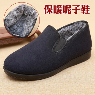 老北京布鞋男爷爷老头鞋呢子，帮面冬季保暖鞋加绒加厚防滑老人棉鞋