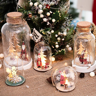 小圣诞树玻璃罩灯永生花圣诞节小礼物创意手工桌面装饰小摆件摆设
