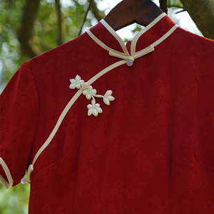 江南絮|红衣|显白红色旗袍，新娘敬酒服订婚小个子复古日常可穿