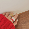韩国个性卡通少女圣诞节圣诞老人麋鹿戒指时尚潮流树脂指环女配饰