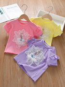 女童短袖t恤2023夏季纯棉衣服宝宝童装，小童女孩儿童洋气夏装