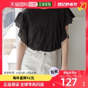 日本直邮coca女士衬衫，黑色休闲运动圆领宽松舒适透气短袖