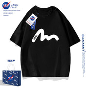 NASA联名短袖t恤男潮牌衣服2023夏季纯棉圆领体恤半袖打底衫