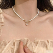 珍珠项链女生春秋轻奢小众锁骨链2024设计感高级颈链气质