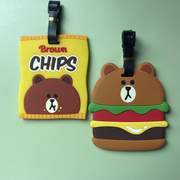 可爱汉堡熊猫薯片小熊登机牌行李牌拉杆箱标识牌挂件机场托运牌