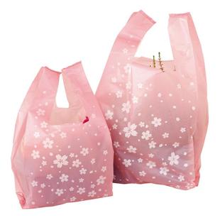 樱花马夹袋塑料袋袋手提购物背心打包袋食品袋袋100枚装