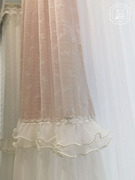 法式田园蕾丝粉色蝴蝶裙摆窗纱双层珍珠荷叶花边客厅餐厅飘窗