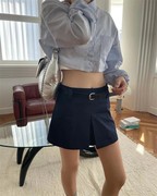 exclusivetype韩国小众，简约设计前开叉，高腰显瘦小短裙mini半身裙