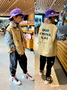   男童马甲工装韩版中大童装马夹外穿儿童卡其色背心潮2021