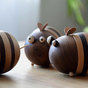 慕木蜜蜂牙签盒家用实木牙签筒，创意可爱动物，装饰摆件小礼物牙签罐