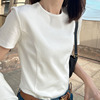 白色短袖T恤女上衣半高领气质打底小圆领2023立体剪裁小设计