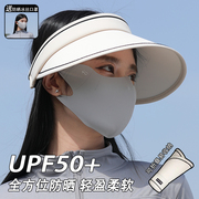 空顶防晒帽女士2024夏季遮脸口罩面罩，户外透气护眼角太阳帽子