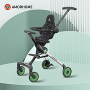 amorhome遛娃神器母婴可坐可躺溜娃神器，轻便折叠婴儿推车高景观(高景观)