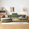 北欧实木科技布转角(布转角，)贵妃沙发组合简约大小户型客厅日式原木风沙发