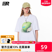 ER苹果短袖男2023夏季T恤宽松重磅休闲美式情侣运动潮牌男女体恤