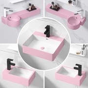 小户型粉色陶瓷超小号，洗脸盆面盆迷你洗手盆，壁挂墙式挂盆水池水盆