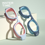 watertime儿童泳镜泳帽套装男女童，大框防水防雾高清专业游泳眼镜