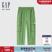 Gap男童2024夏季轻薄多口袋工装裤运动休闲长裤锥型裤466311