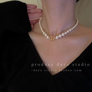 珍珠项链高级设计感女轻奢颈链小众毛衣，2023年锁骨装饰冷淡风