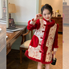 栀了成长记童装女童，中国风红色夹棉连衣裙，儿童宝宝新年装过年衣服