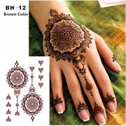 Classic Brown And Black Henna Temporary Tattoo For Hands And