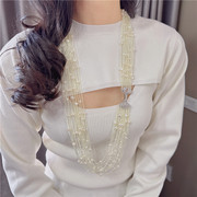 水晶珍珠设计款长款毛衣，链多层轻奢时尚气质，项链夸张首饰女